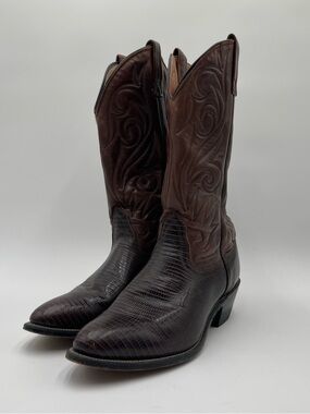 Unbranded Mens Size 9.5 D Lizard Brown Leather Western Cowboy Boots USA